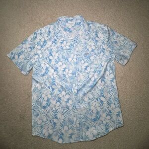 Tropical Blue Floral Polo Shirt